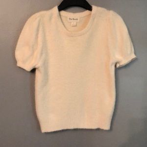 J. Crew Puff Sleeve Furry Cream Sweater, Small